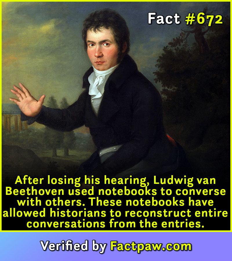 After losing his hearing, Ludwig van Beethoven used notebooks to converse with others. These notebooks have allowed historians to reconstruct entire conversations from the entries.