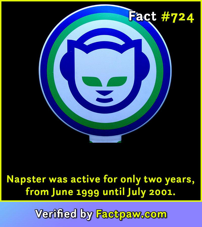 Napster was active for only two years, from June 1999 until July 2001.